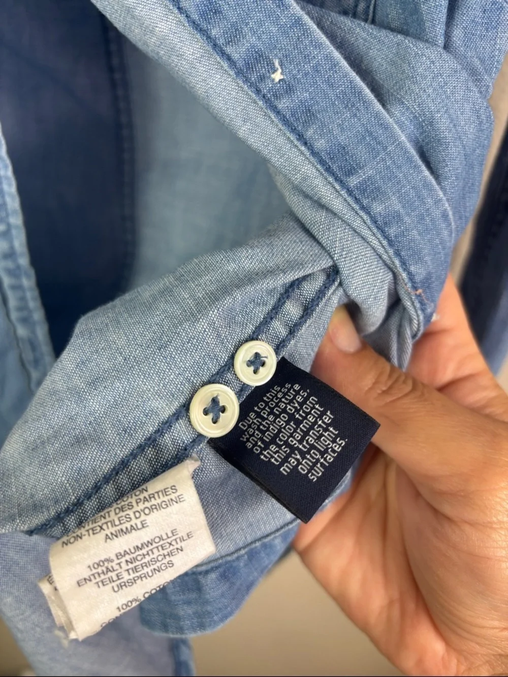 J. Crew Denim Button Down Shirt Long Sleeve 100% cotton size 00
